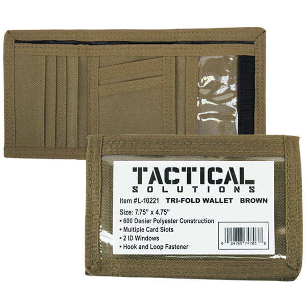 Wallet: Tri-Fold - Brown polyester