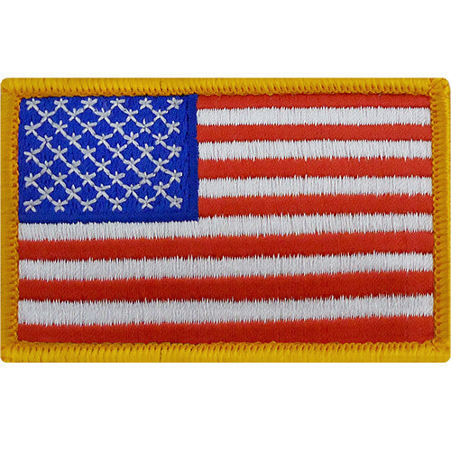 USA American Flag Patch W/ VELCRO® Brand Gold Border Purple & White Version
