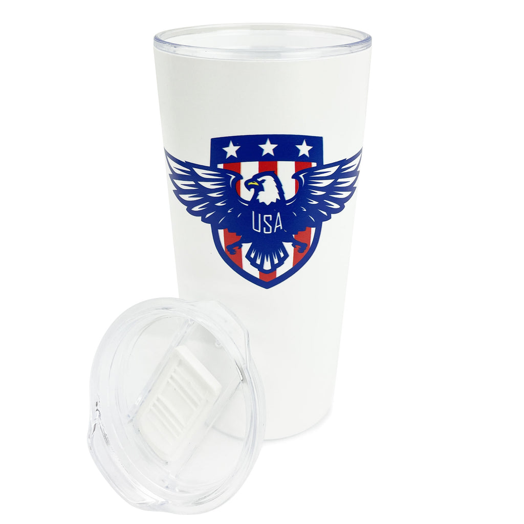 Americana Tumbler 22oz: White with Eagle & Shield