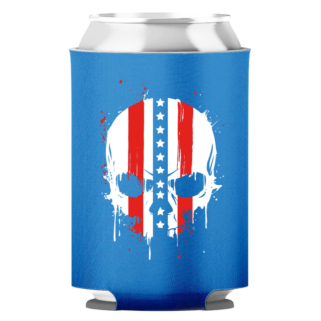 Americana Can Cooler: Red, White & Blue Skull