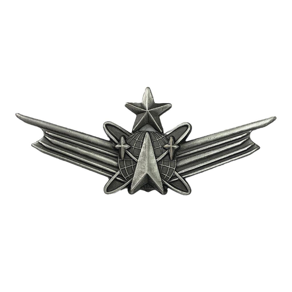 Army Badge: Space Senior - regulation size silver oxidized