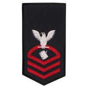 Navy E7 FEMALE Rating Badge: PS Personnelman - seaworthy red on blue