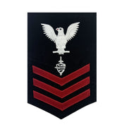 Navy E6 MALE Rating Badge: CWT Cyber Warfare Technician - red on blue