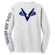 Civil Air Patrol Leisure Shirt: Male Long Sleeve T-Shirt (Ash) with Blue Flying V