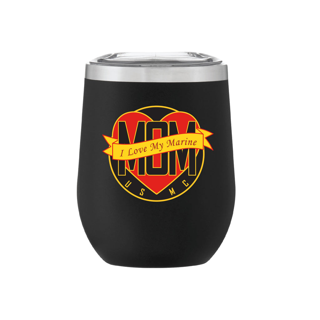 Marine Corps 12oz Double Wall Tumbler: USMC MOM: Black - I LOVE MY MARINE