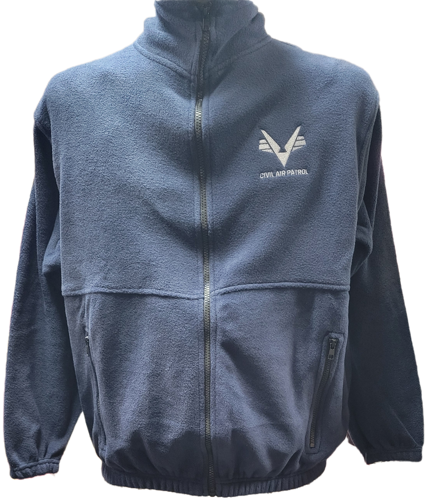 Civil Air Patrol Blue Zippered Fleece Jacket with Grey Flying V Logo