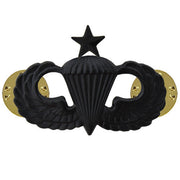 Army Badge: Senior Parachute - regulation size, black metal