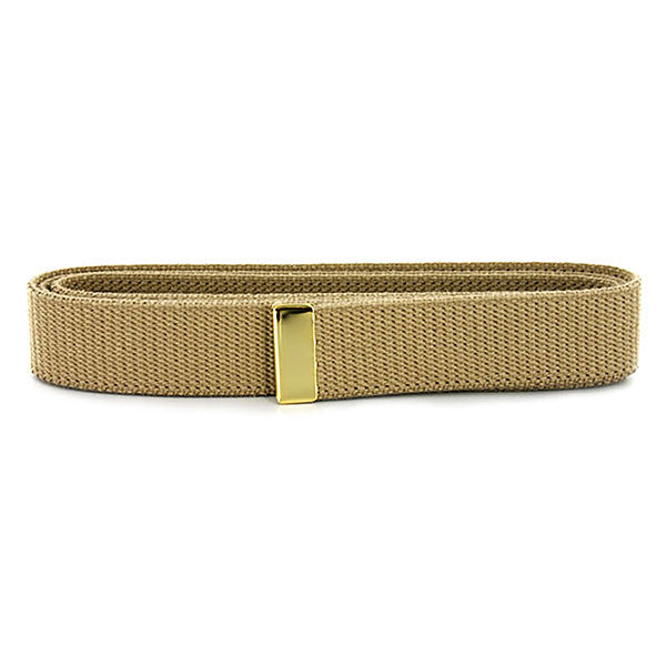 Navy Belt: Khaki Cotton with 24K Gold Tip - female