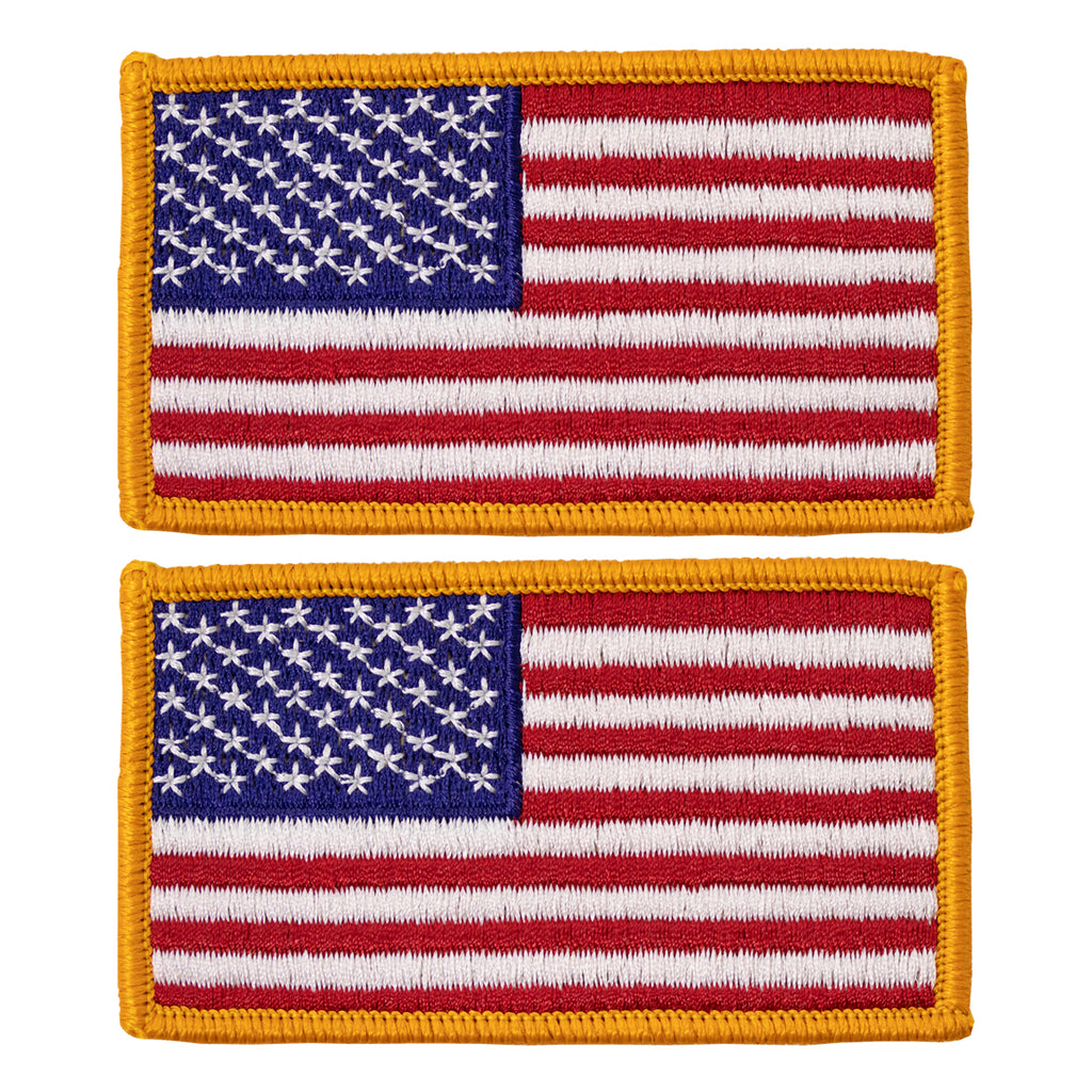 American Flag Patch - Gold Border - Right Star Field - 2in