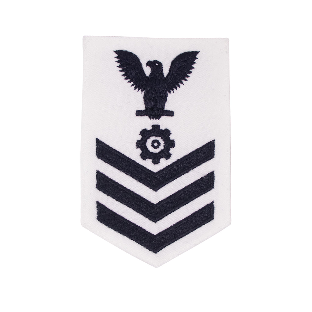 Navy E6 FEMALE Rating Badge: Engineman - white