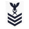 Navy E6 FEMALE Rating Badge: Yeoman - white