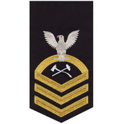 Navy E7 MALE Rating Badge: Damage Controlman - seaworthy gold on blue