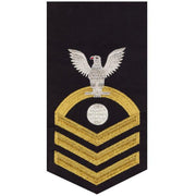 Navy E7 MALE Rating Badge: Electrician's Mate - seaworthy gold on blue