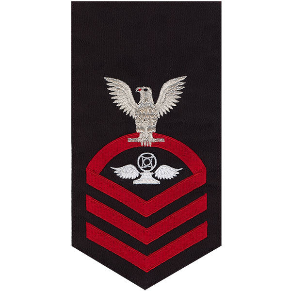 Navy E7 MALE Rating Badge: Air Traffic Control - seaworthy red on blue