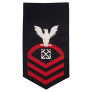 Navy E7 MALE Rating Badge: Boatswains Mate - seaworthy red on blue