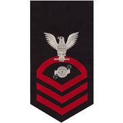 Navy E7 MALE Rating Badge: Boiler Technician - seaworthy red on blue