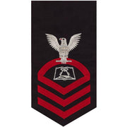 Navy E7 MALE Rating Badge: Culinary Specialist - seaworthy red on blue