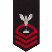 Navy E7 MALE Rating Badge: Steelworker - seaworthy red on blue