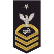 Navy E8 MALE Rating Badge: Disbursing Clerk - seaworthy gold on blue