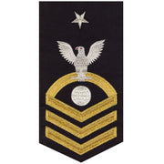 Navy E8 MALE Rating Badge: Electrician's Mate - seaworthy gold on blue