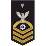 Navy E8 MALE Rating Badge: Engineman - seaworthy gold on blue