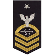 Navy E8 MALE Rating Badge: Sonar Technician - seaworthy gold on blue