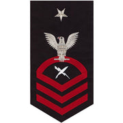 Navy E8 MALE Rating Badge: Cryptologic Technician - seaworthy red on blue