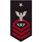 Navy E8 MALE Rating Badge: Fire Controlman - seaworthy red on blue