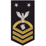 Navy E9 MALE Rating Badge: Personnelman - seaworthy gold on blue