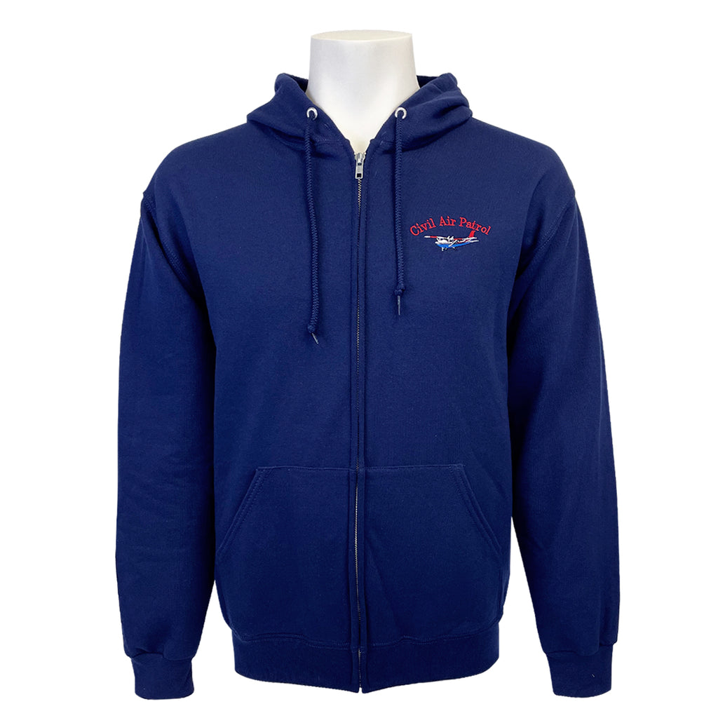 Civil Air Patrol Uniform: Zippered Hoodie Sweatshirt with Cessna Logo - navy blue